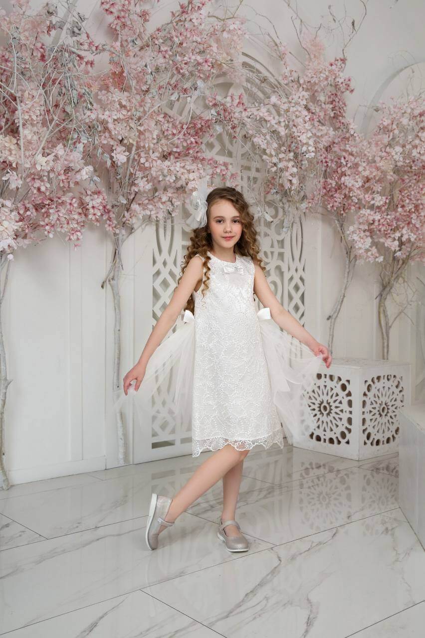 white kids bridal dress