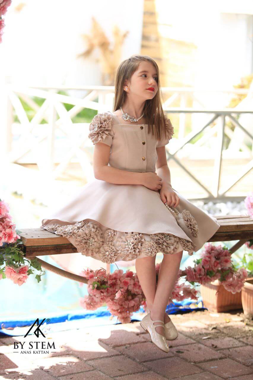 Beige Flower Girl Dress