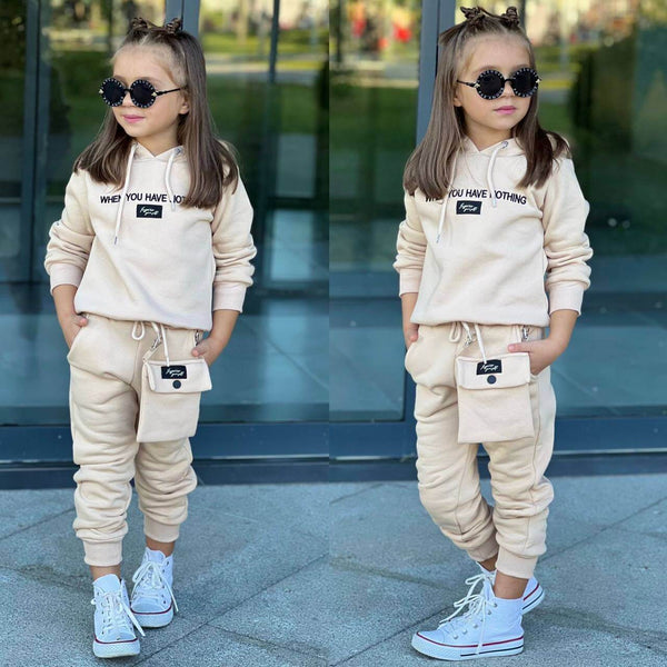 Beige Girls Pajama Set