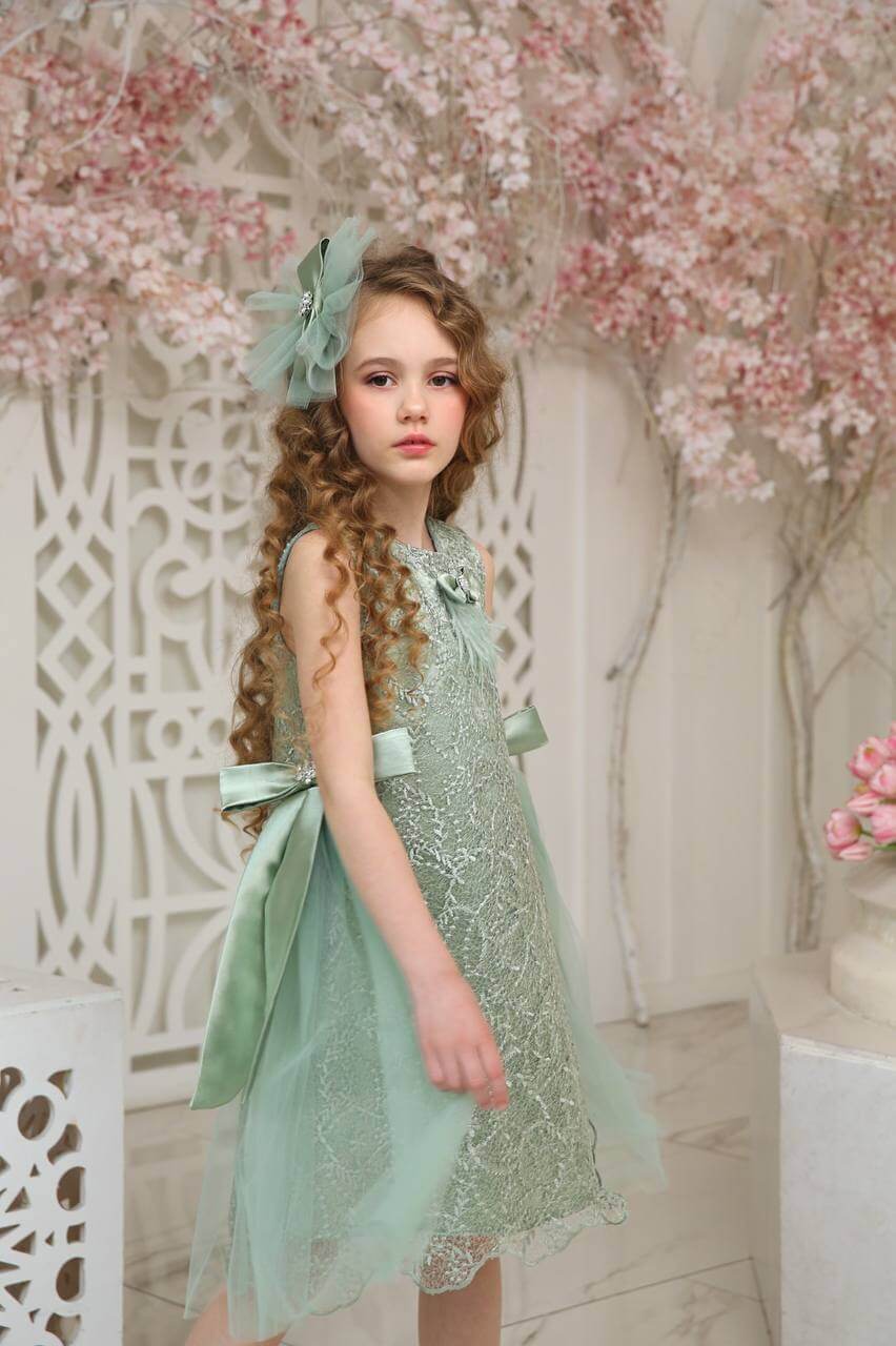 Green Bow Girls Dress