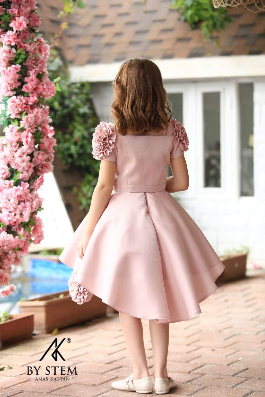 Pink 3D Flower Girl Dress