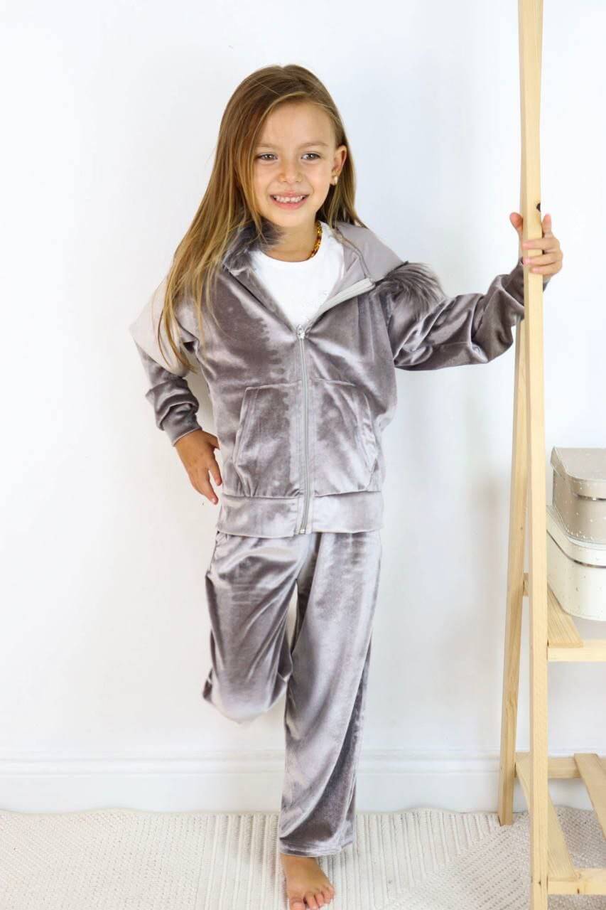 Silver Velvet Tracksuit 