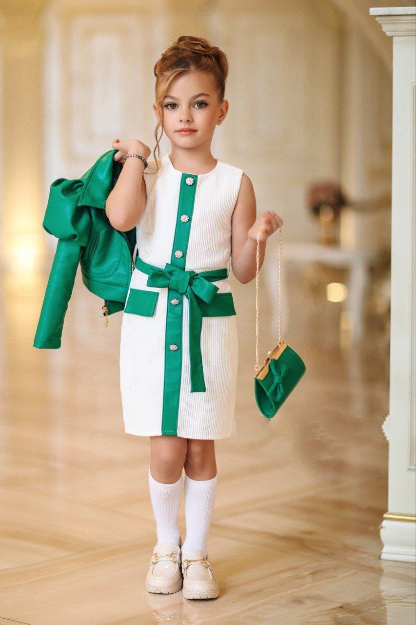 Green Dress with Jacket & Bag