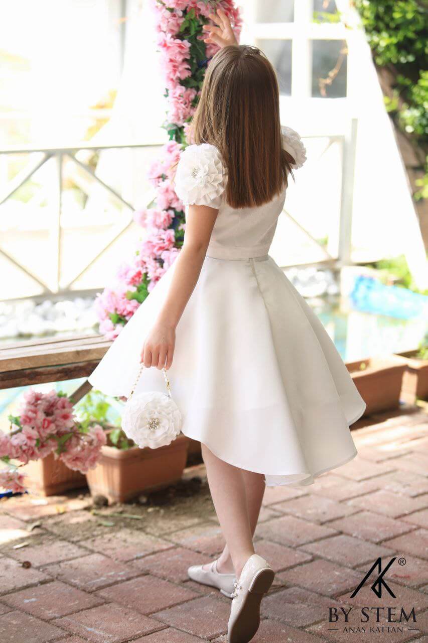 White 3D Flower Girl Dress