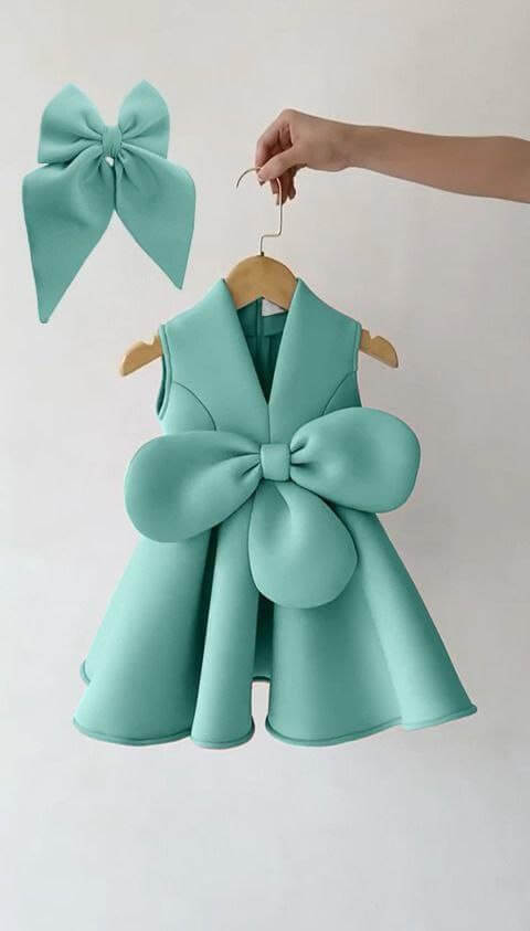 Scuba dress with big bow for special occasions 
