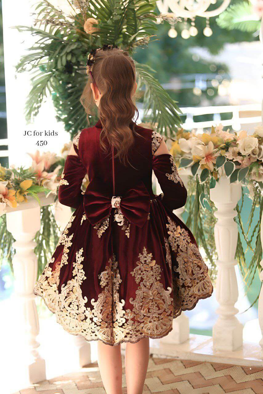 Red Velvet Flower Girl Dress