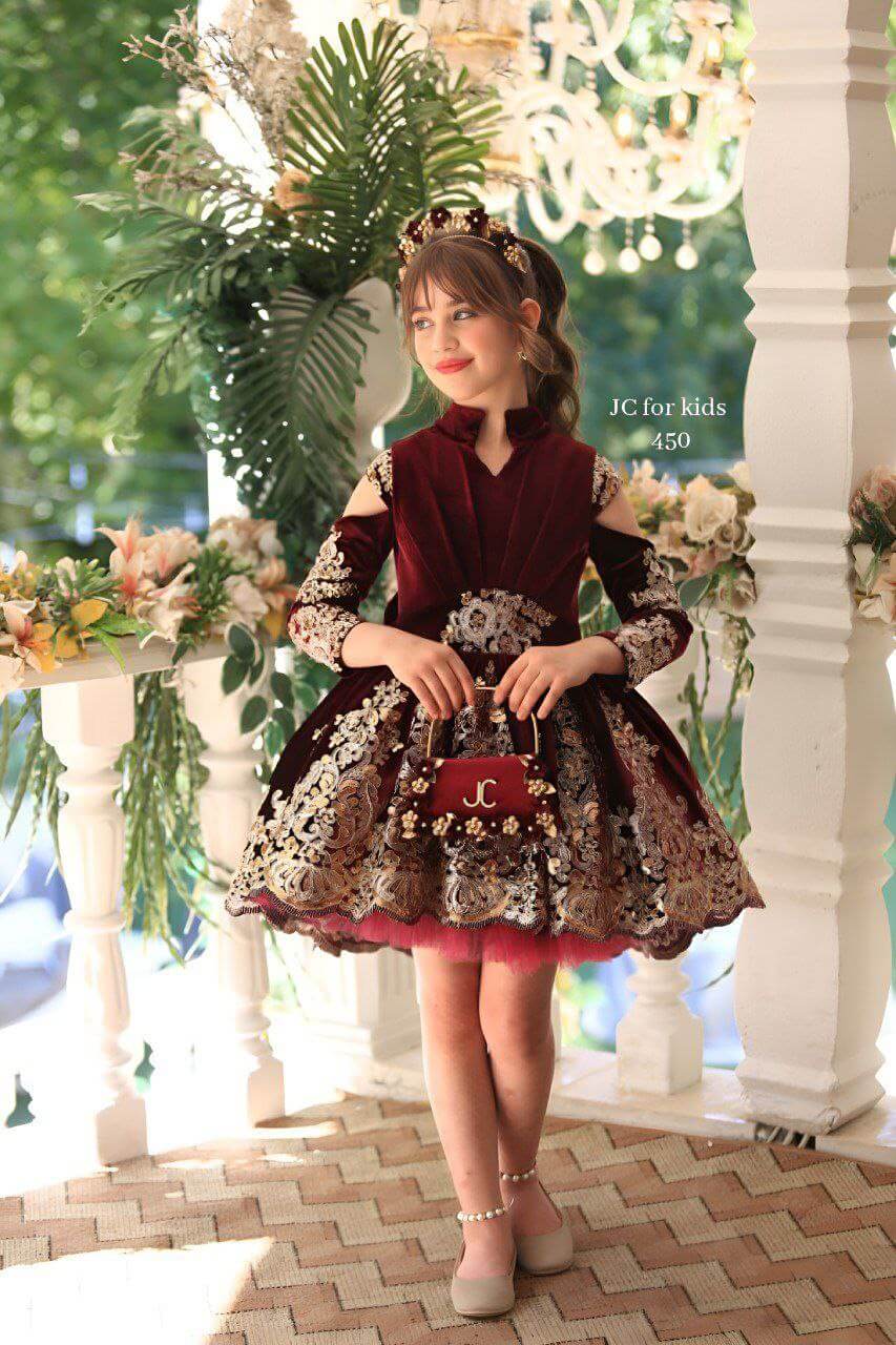 Red Velvet Flower Girl Dress