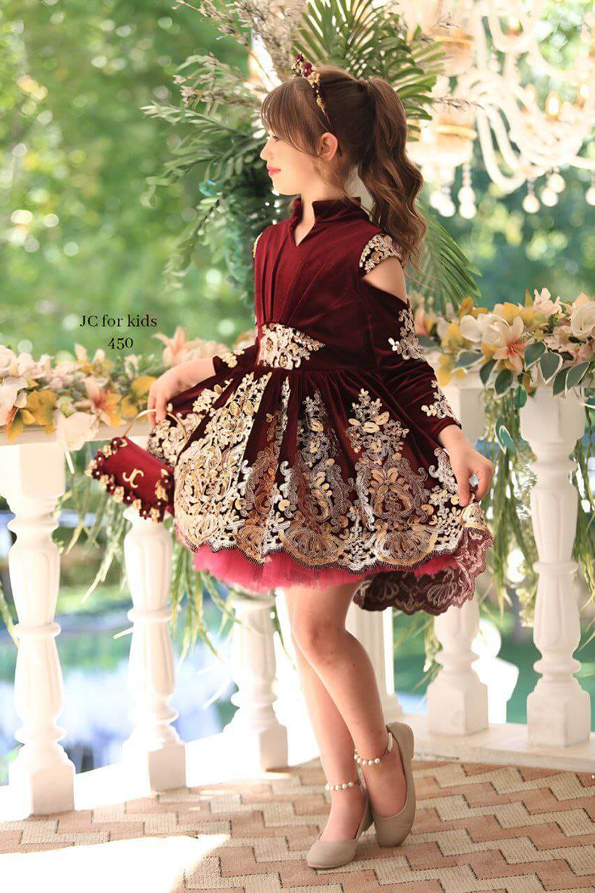 Red Velvet Flower Girl Dress