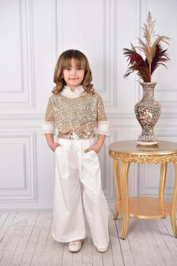 Gold & White Blouse and Pants